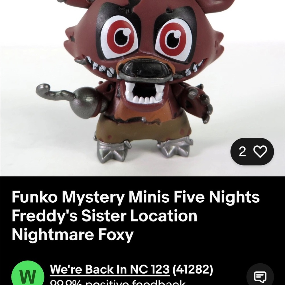 Funko Mystery Minis Five Nights  Nightmare Foxy Vinyl Figure (as-is) - Picture 3 of 3